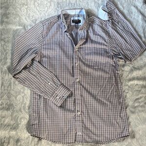 Johnston & Murphy Brown and White Checkered Shirt